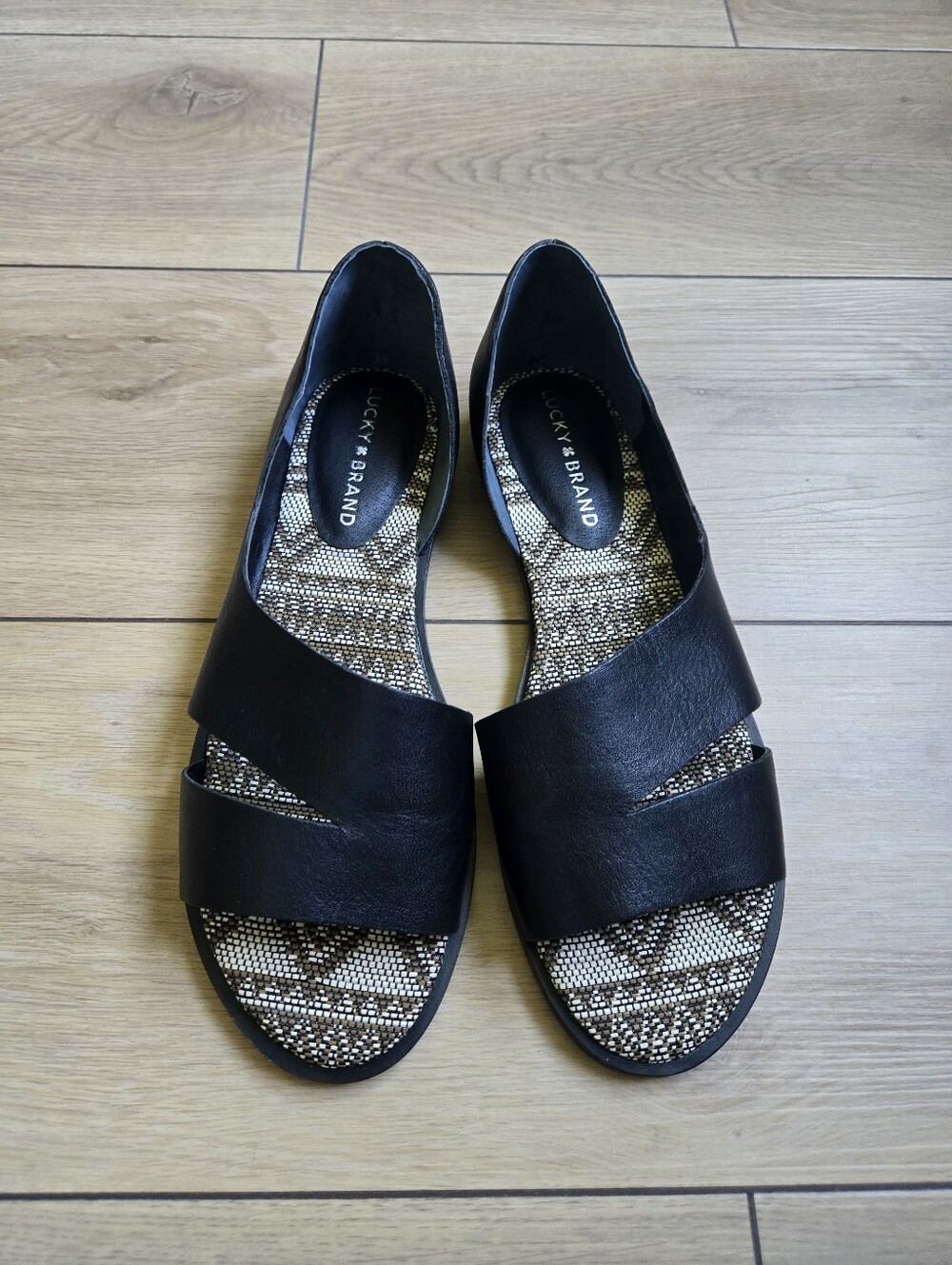 Lucky Brand Black Leather Slide Sandals